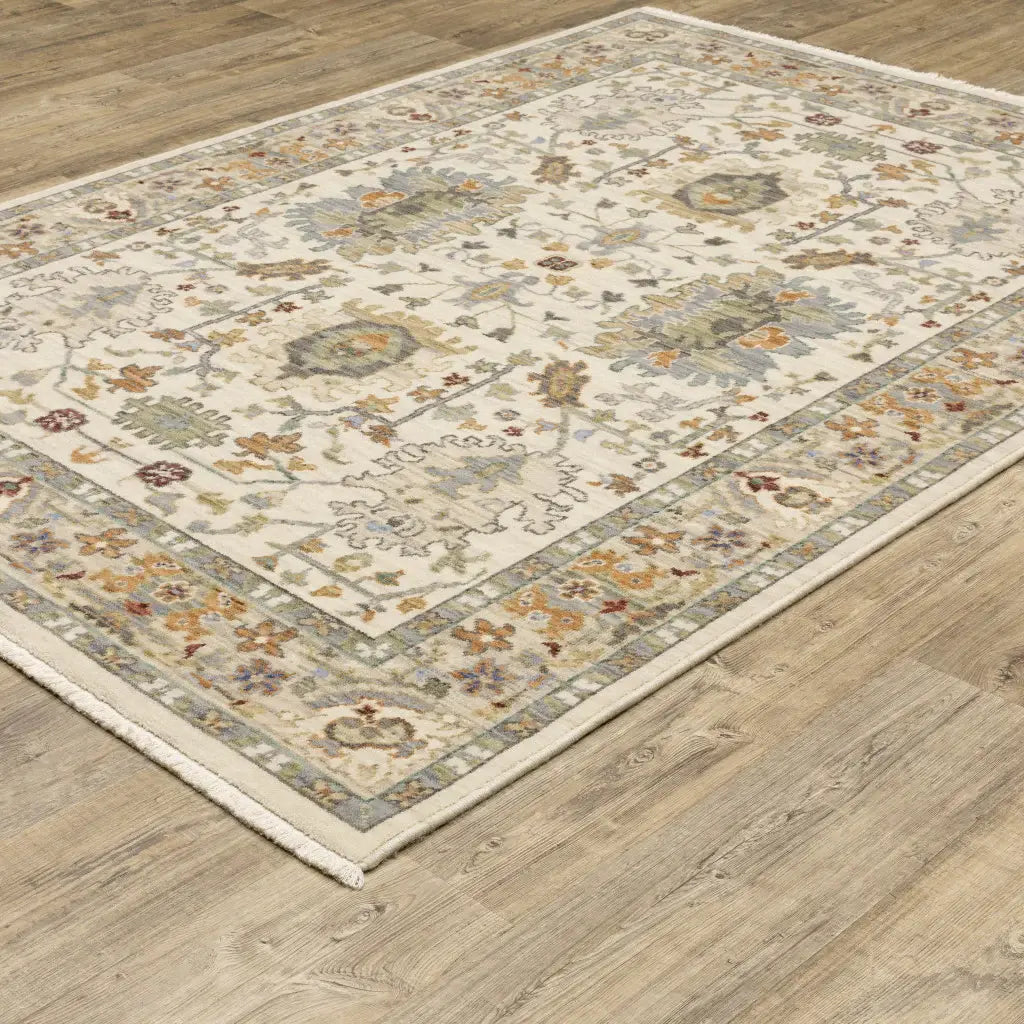 5' X 8' Brown And Ivory Oriental Power Loom Stain Resistant Area Rug With Fringe - Homeroots - Flyclothing LLC