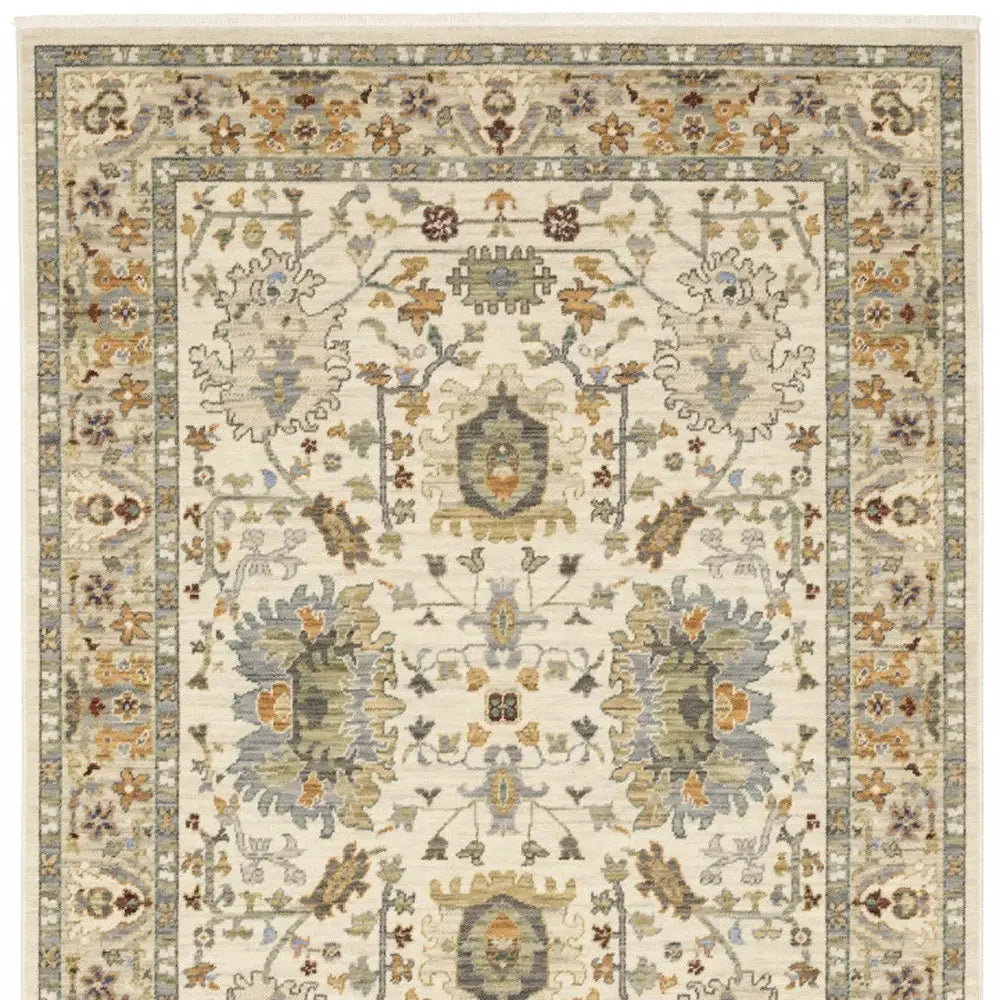 6' X 9' Brown And Ivory Oriental Power Loom Area Rug With Fringe - Homeroots - Flyclothing LLC