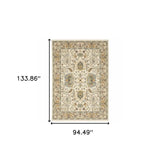 8' X 11' Ivory Oriental Power Loom Stain Resistant Area Rug With Fringe - Homeroots - Flyclothing LLC