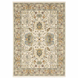 8' X 11' Ivory Oriental Power Loom Stain Resistant Area Rug With Fringe - Homeroots - Flyclothing LLC