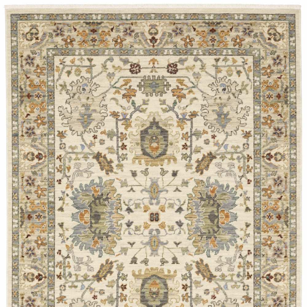 10' X 13' Ivory Oriental Power Loom Stain Resistant Area Rug With Fringe - Homeroots - Flyclothing LLC