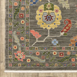 2' X 6' Grey Blue Pink Orange Rust Red Green And Ivory Oriental Power Loom Stain Resistant Runner Rug With Fringe - Homeroots - Flyclothing LLC