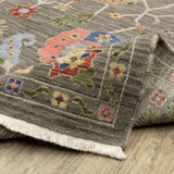 2' X 6' Grey Blue Pink Orange Rust Red Green And Ivory Oriental Power Loom Stain Resistant Runner Rug With Fringe - Homeroots - Flyclothing LLC