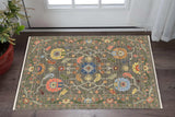 3' X 5' Grey Blue Pink Orange Rust Red Green And Ivory Oriental Power Loom Stain Resistant Area Rug With Fringe - Homeroots - Flyclothing LLC