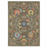10' X 13' Grey Blue Pink Orange Rust Red Green And Ivory Oriental Power Loom Stain Resistant Area Rug With Fringe - Homeroots - Flyclothing LLC