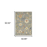 5' X 8' Grey Ivory Gold Salmon Red Blue And Green Oriental Power Loom Stain Resistant Area Rug With Fringe - Homeroots - Flyclothing LLC