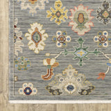 6' X 9' Grey Ivory Gold Salmon Red Blue And Green Oriental Power Loom Stain Resistant Area Rug With Fringe - Homeroots - Flyclothing LLC