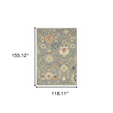 10' X 13' Grey Ivory Gold Salmon Red Blue And Green Oriental Power Loom Stain Resistant Area Rug With Fringe - Homeroots - Flyclothing LLC