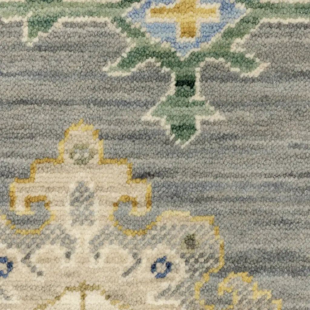 10' X 13' Grey Ivory Gold Salmon Red Blue And Green Oriental Power Loom Stain Resistant Area Rug With Fringe - Homeroots - Flyclothing LLC