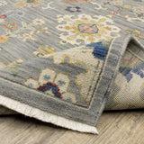 10' X 13' Grey Ivory Gold Salmon Red Blue And Green Oriental Power Loom Stain Resistant Area Rug With Fringe - Homeroots - Flyclothing LLC