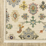 3' X 5' Ivory Beige Gold Grey Blue Pink Red Rust And Green Oriental Power Loom Stain Resistant Area Rug With Fringe - Homeroots - Flyclothing LLC
