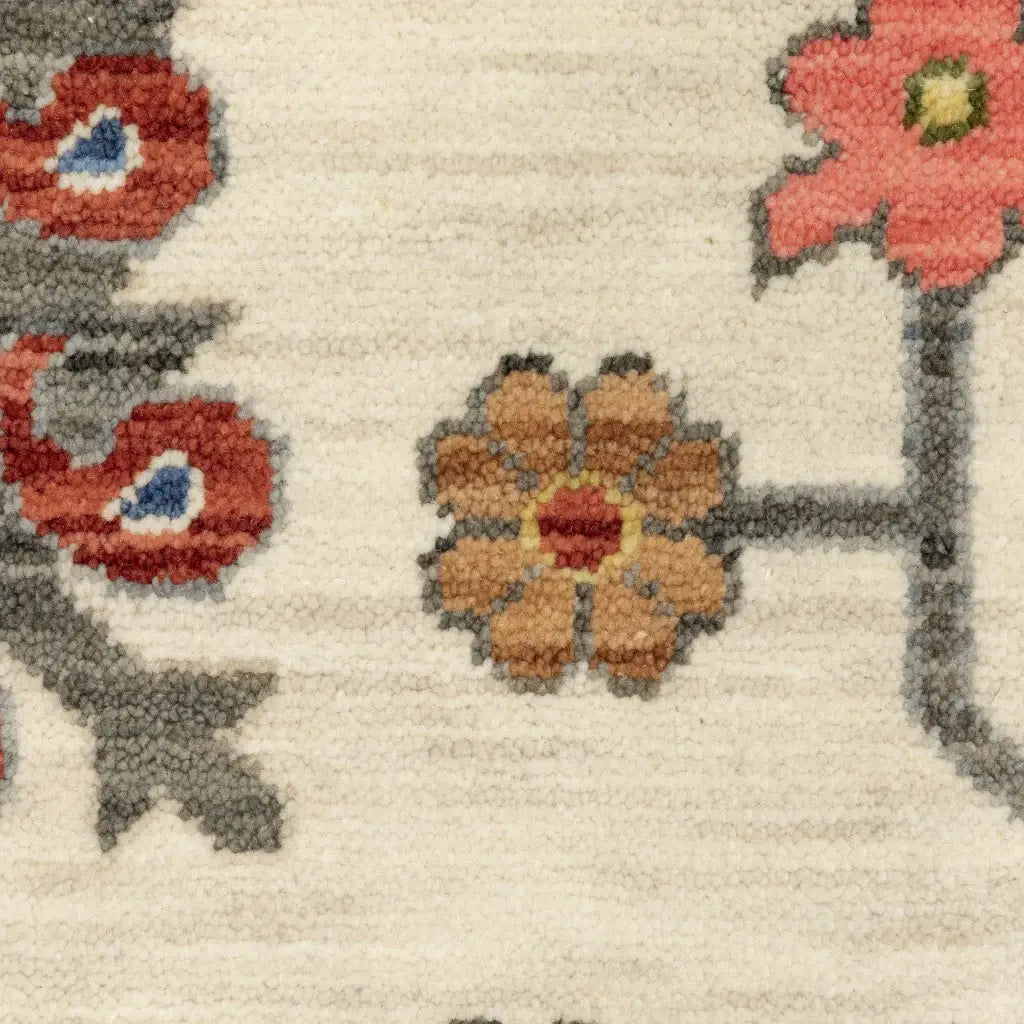 2' X 3' Ivory Yellow Rust Green Grey Pink Orange Blue And Grey Oriental Power Loom Stain Resistant Area Rug With Fringe - Homeroots - Flyclothing LLC