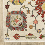 2' X 6' Ivory Yellow Rust Green Grey Pink Orange Blue And Grey Oriental Power Loom Stain Resistant Runner Rug With Fringe - Homeroots - Flyclothing LLC