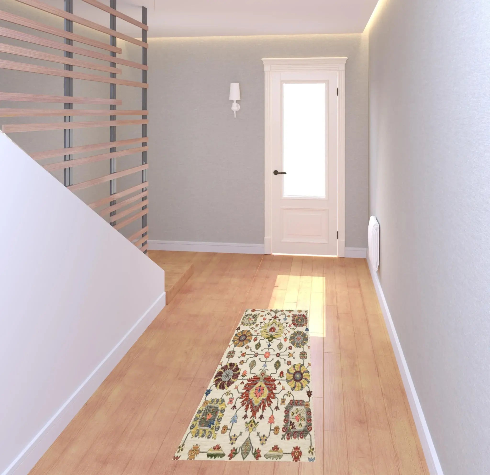 2' X 6' Ivory Yellow Rust Green Grey Pink Orange Blue And Grey Oriental Power Loom Stain Resistant Runner Rug With Fringe - Homeroots - Flyclothing LLC