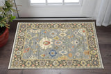 3' X 5' Blue Grey Gold Green Pink Orange Ivory And Red Oriental Power Loom Stain Resistant Area Rug With Fringe - Homeroots - Flyclothing LLC