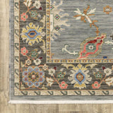 3' X 5' Blue Grey Gold Green Pink Orange Ivory And Red Oriental Power Loom Stain Resistant Area Rug With Fringe - Homeroots - Flyclothing LLC