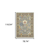 6' X 9' Blue Grey Gold Green Pink Orange Ivory And Red Oriental Power Loom Stain Resistant Area Rug With Fringe - Homeroots - Flyclothing LLC