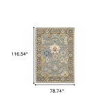 6' X 9' Blue Grey Gold Green Pink Orange Ivory And Red Oriental Power Loom Stain Resistant Area Rug With Fringe - Homeroots - Flyclothing LLC