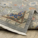 8' X 11' Blue Grey Gold Green Pink Orange Ivory And Red Oriental Power Loom Stain Resistant Area Rug With Fringe - Homeroots - Flyclothing LLC