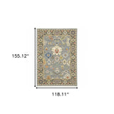 10' X 13' Blue Grey Gold Green Pink Orange Ivory And Red Oriental Power Loom Stain Resistant Area Rug With Fringe - Homeroots - Flyclothing LLC