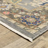 10' X 13' Blue Grey Gold Green Pink Orange Ivory And Red Oriental Power Loom Stain Resistant Area Rug With Fringe - Homeroots - Flyclothing LLC