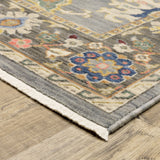 10' X 13' Blue Grey Gold Green Pink Orange Ivory And Red Oriental Power Loom Stain Resistant Area Rug With Fringe - Homeroots