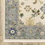 2' X 3' Ivory Blue Grey Teal Gold Green And Rust Oriental Power Loom Stain Resistant Area Rug With Fringe - Homeroots