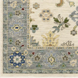 2' X 6' Ivory Blue Grey Teal Gold Green And Rust Oriental Power Loom Stain Resistant Runner Rug With Fringe - Homeroots - Flyclothing LLC