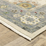 2' X 6' Ivory Blue Grey Teal Gold Green And Rust Oriental Power Loom Stain Resistant Runner Rug With Fringe - Homeroots - Flyclothing LLC