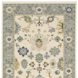 10' X 13' Ivory Blue Grey Teal Gold Green And Rust Oriental Power Loom Stain Resistant Area Rug With Fringe - Homeroots - Flyclothing LLC