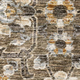 2' X 8' Grey And Tan Floral Power Loom Stain Resistant Runner Rug With Fringe - Homeroots - Flyclothing LLC