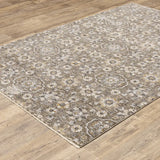 2' X 3' Grey And Tan Floral Power Loom Stain Resistant Area Rug With Fringe - Homeroots - Flyclothing LLC