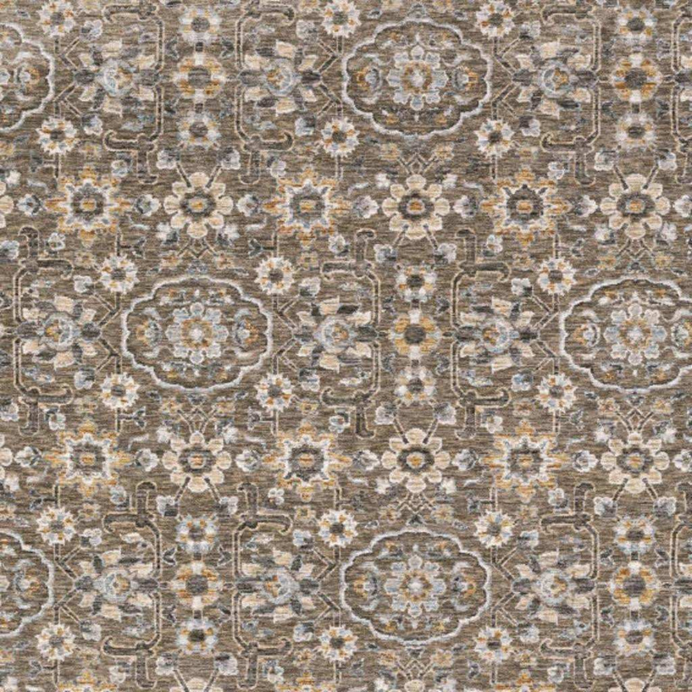 5' X 8' Grey And Tan Floral Power Loom Stain Resistant Area Rug With Fringe - Homeroots - Flyclothing LLC