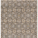 5' X 8' Grey And Tan Floral Power Loom Stain Resistant Area Rug With Fringe