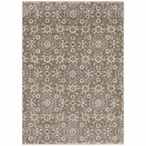6' X 9' Grey And Tan Floral Power Loom Stain Resistant Area Rug With Fringe - Homeroots - Flyclothing LLC