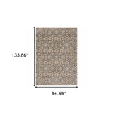 8' X 11' Grey And Tan Floral Power Loom Stain Resistant Area Rug With Fringe - Homeroots - Flyclothing LLC
