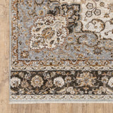 2' X 8' Ivory And Blue Oriental Power Loom Stain Resistant Runner Rug With Fringe - Homeroots - Flyclothing LLC