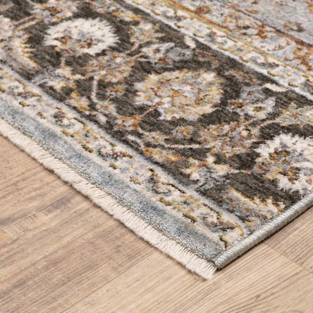 2' X 3' Ivory And Blue Oriental Power Loom Stain Resistant Area Rug With Fringe - Homeroots - Flyclothing LLC