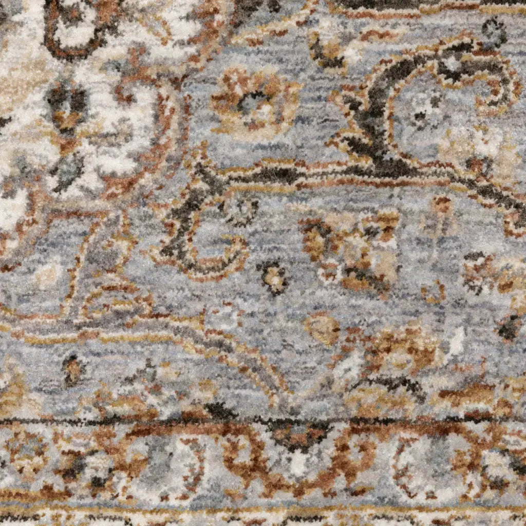 5' X 8' Ivory And Blue Oriental Power Loom Stain Resistant Area Rug With Fringe - Homeroots - Flyclothing LLC