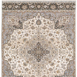 10' X 13' Ivory And Blue Oriental Power Loom Stain Resistant Area Rug With Fringe