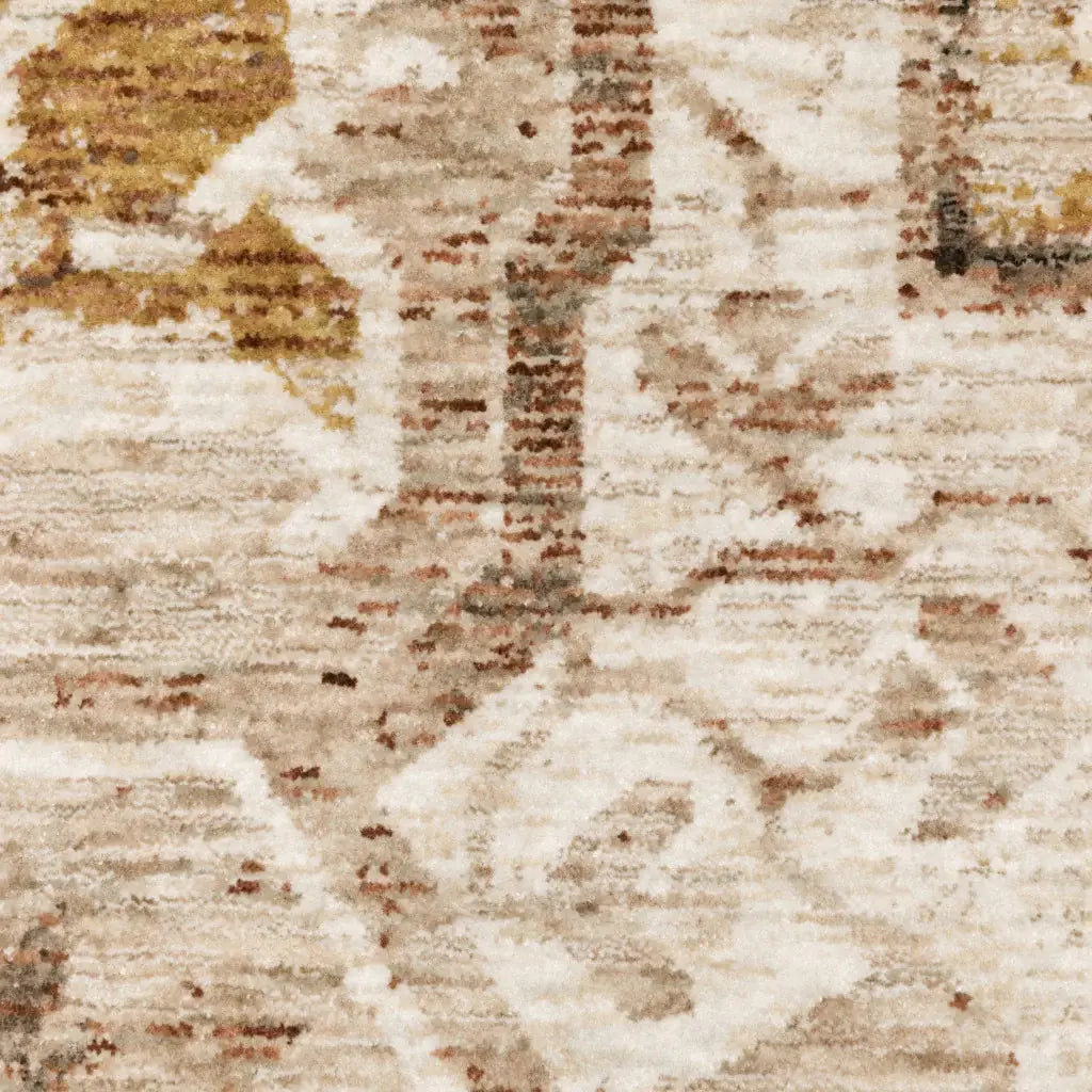 3' X 5' Gold And Ivory Oriental Power Loom Stain Resistant Area Rug With Fringe - Homeroots - Flyclothing LLC