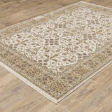 2' X 3' Ivory And Gold Oriental Power Loom Stain Resistant Area Rug With Fringe - Homeroots - Flyclothing LLC