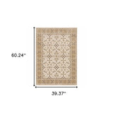 3' X 5' Ivory And Gold Oriental Power Loom Stain Resistant Area Rug With Fringe - Homeroots - Flyclothing LLC