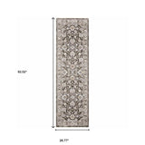 2' X 8' Grey And Ivory Oriental Power Loom Stain Resistant Runner Rug With Fringe - Homeroots - Flyclothing LLC
