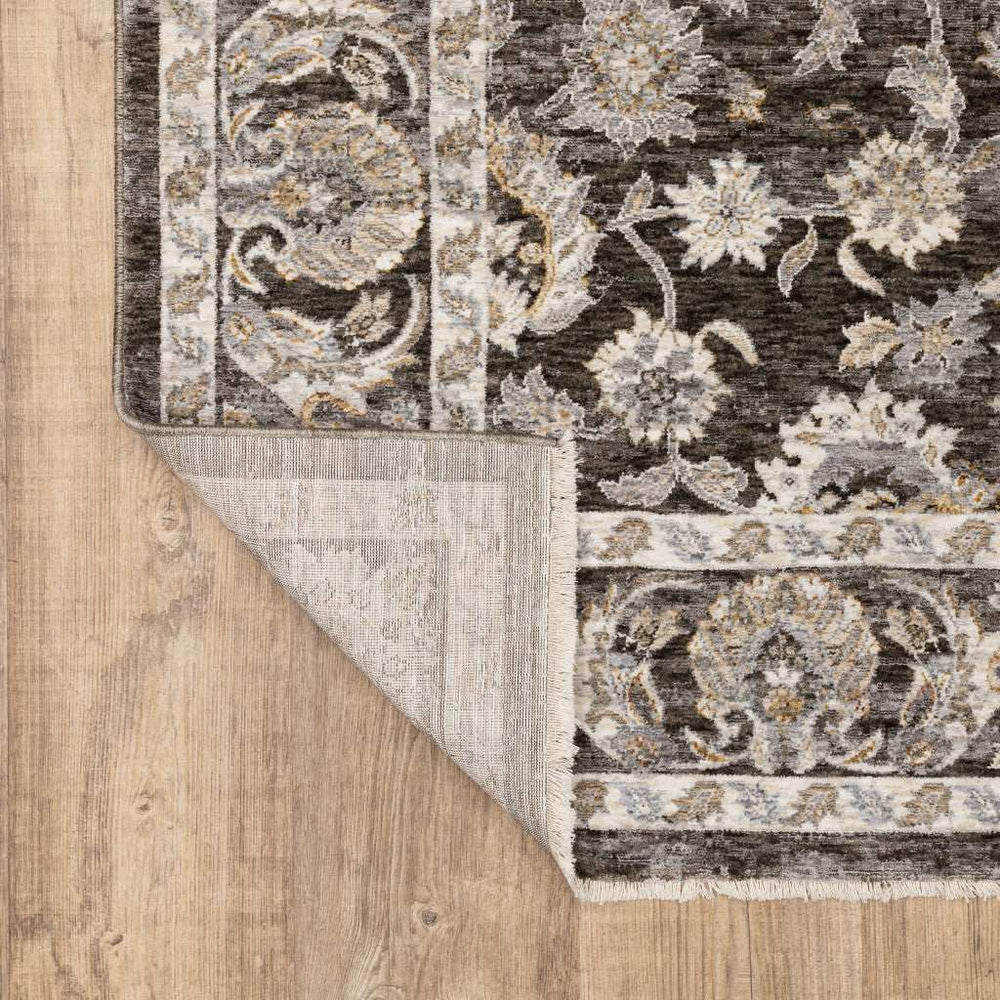 2' X 8' Grey And Ivory Oriental Power Loom Stain Resistant Runner Rug With Fringe - Homeroots - Flyclothing LLC