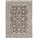 10' X 13' Grey And Ivory Oriental Power Loom Stain Resistant Area Rug With Fringe - Homeroots - Flyclothing LLC