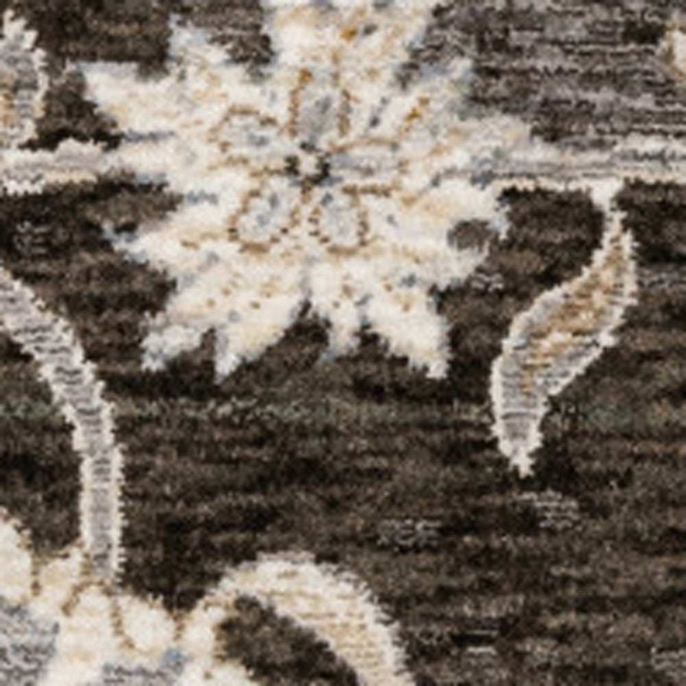 10' X 13' Grey And Ivory Oriental Power Loom Stain Resistant Area Rug With Fringe - Homeroots - Flyclothing LLC