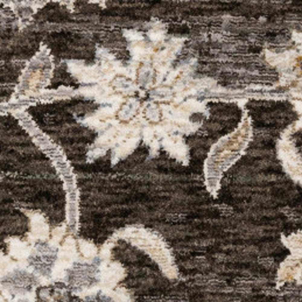 10' X 13' Grey And Ivory Oriental Power Loom Stain Resistant Area Rug With Fringe - Homeroots - Flyclothing LLC