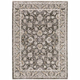 10' X 13' Grey And Ivory Oriental Power Loom Stain Resistant Area Rug With Fringe - Homeroots - Flyclothing LLC