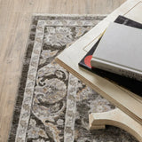 10' X 13' Grey And Ivory Oriental Power Loom Stain Resistant Area Rug With Fringe - Homeroots - Flyclothing LLC